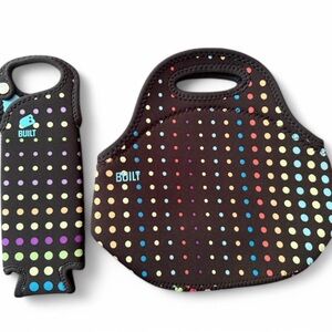BUILT brand brown neoprene lunch tote and bottle carrier. Great condition!